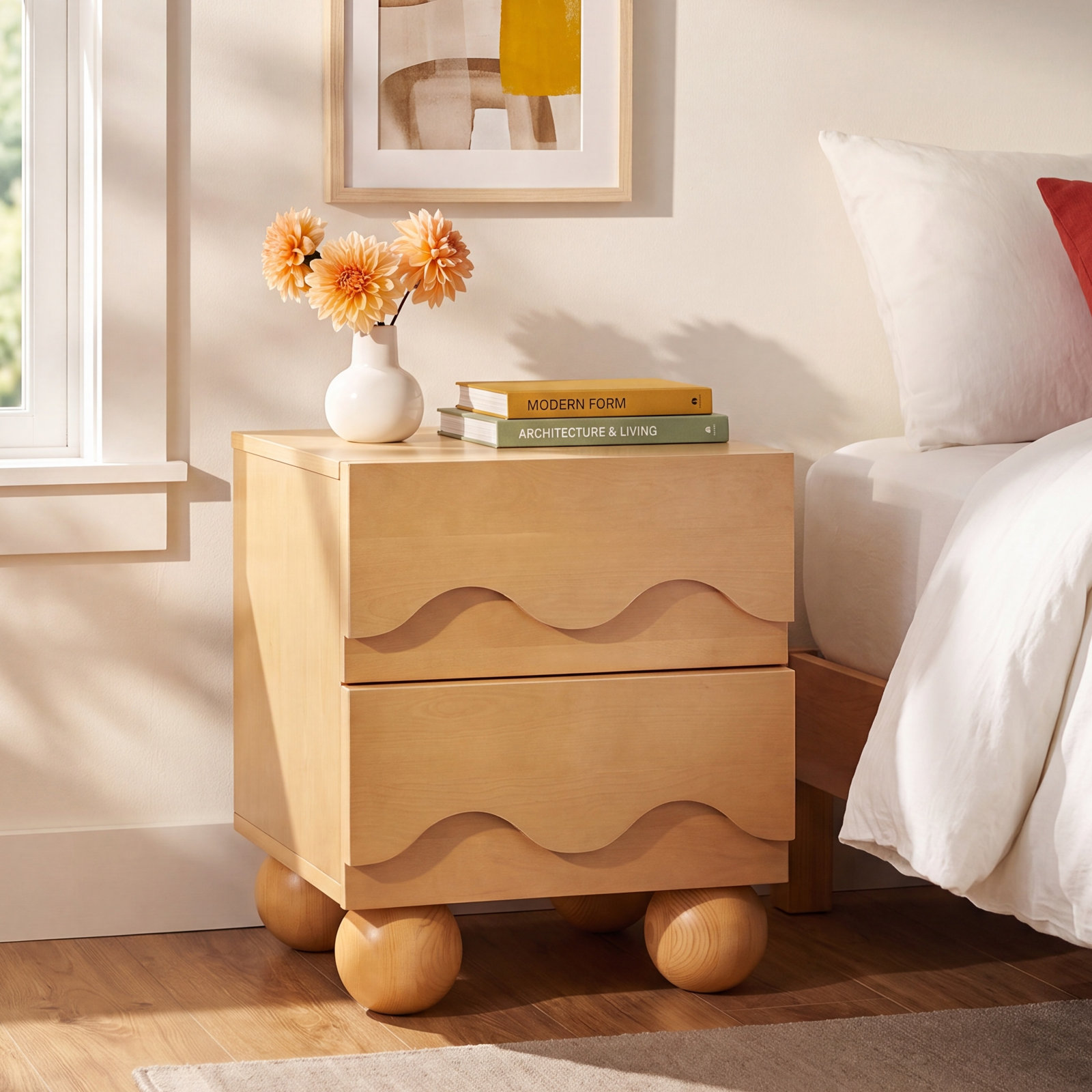 Lido Wave Nightstand, Honey