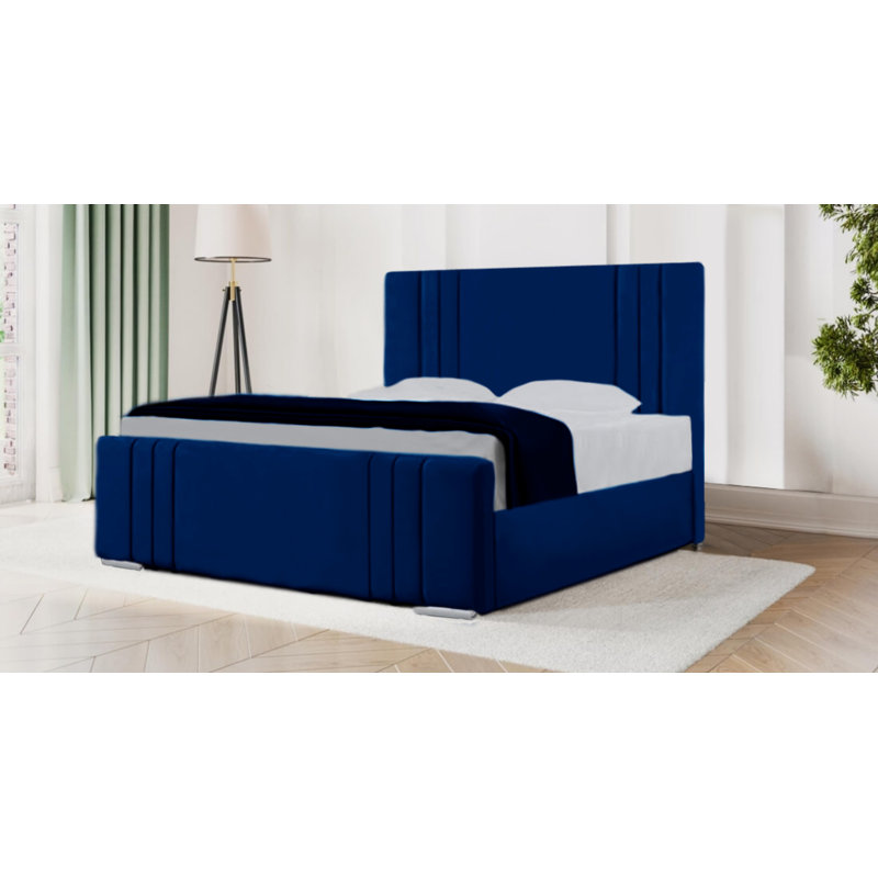 Delamora Upholstered Bed, Double (4'6), Royal Blue