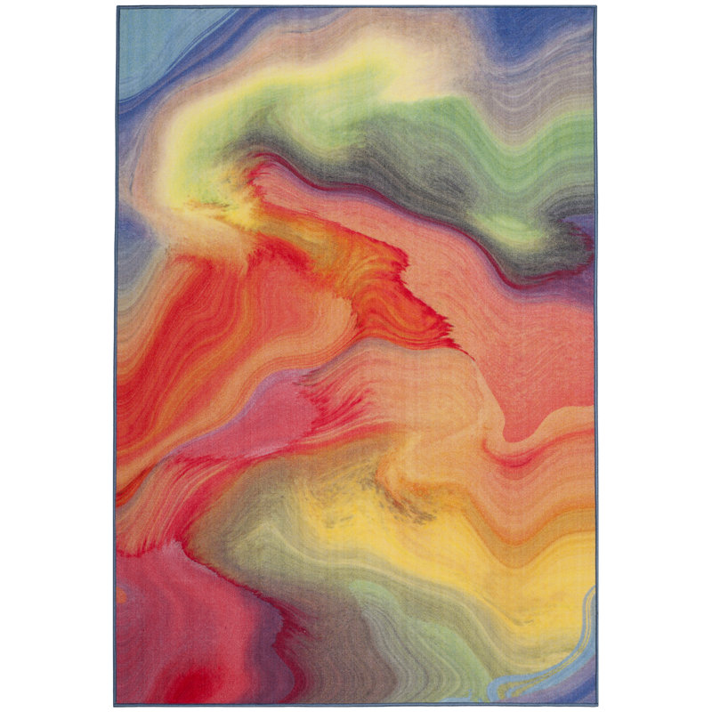 Davey Performance Machine Washable Abstract Rug, Rectangle 4'4" x 6'