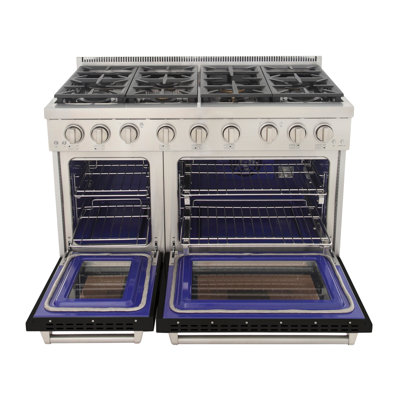 KUCHT Professional 48 po 6,7 pi cu Cuisinière à gaz au propane, deux fours - une convection - en noir avec brûleurs True Simmer