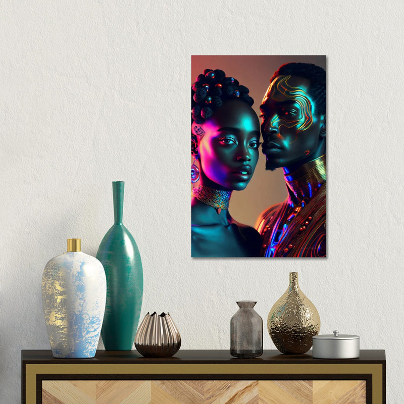 Afrofuturist African Royalty Queen And King II, Canvas, 18" H x 12" W x 1.5" D