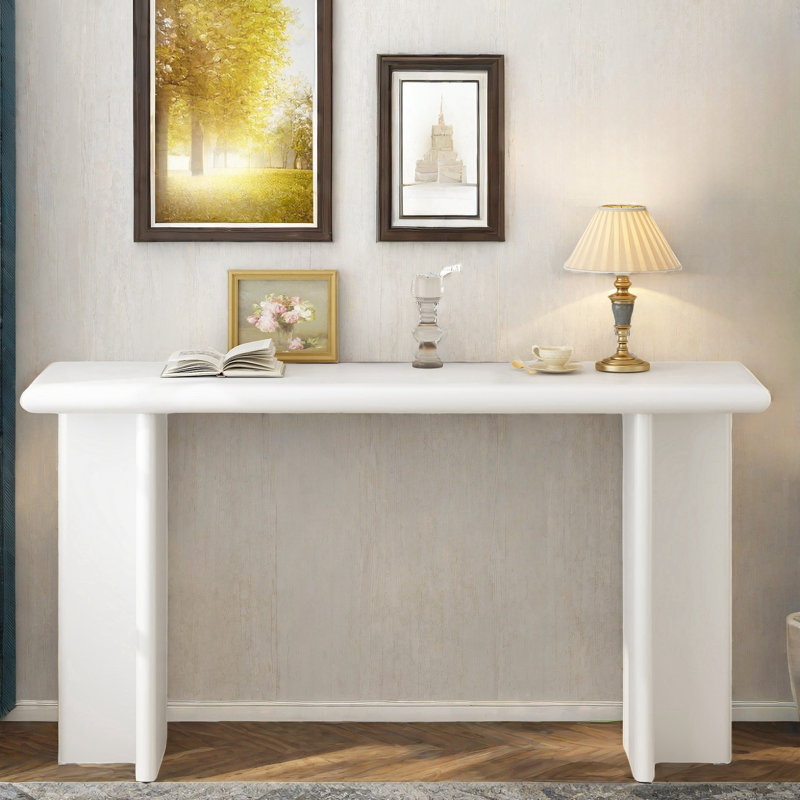 Tuckerman Modern Console Table With L-shaped Legs And Round Corners, White