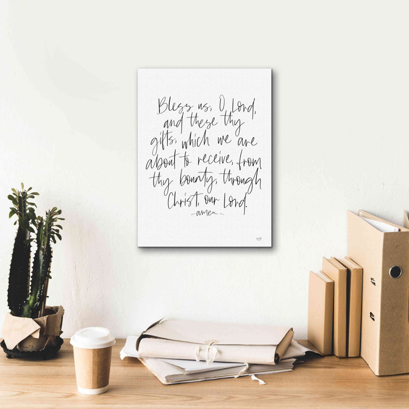 «Bless Us on White» par Lux + Me Designs, estampe numérique sur toile, H 16 po x l 12 po x P 0,75 po
