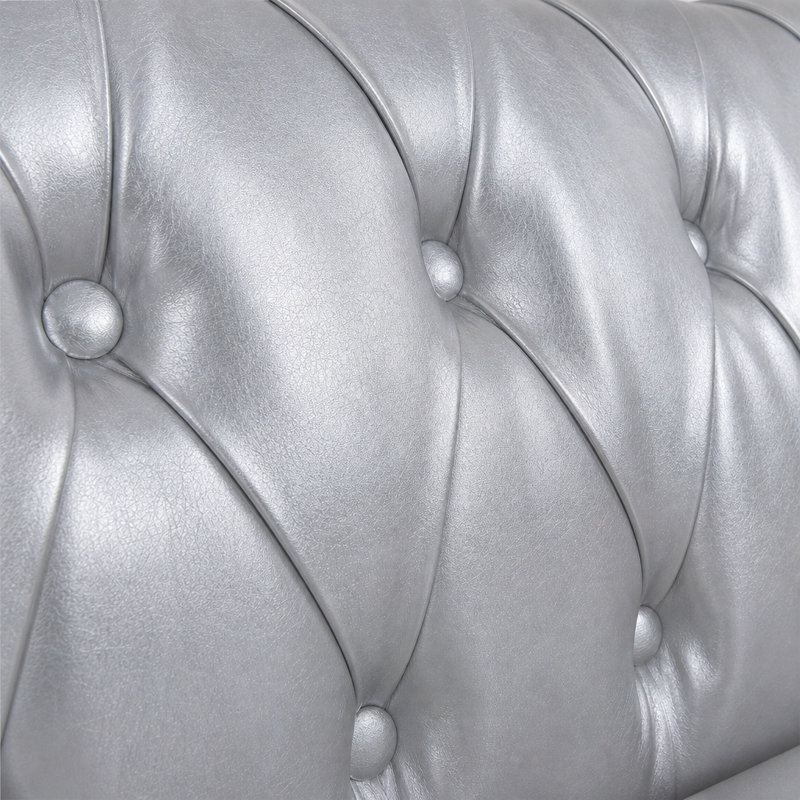 Canapé Chesterfield 3 places Chesterfield, Similicuir argent