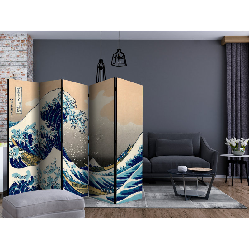 225cm W x 172cm H 5 - Panel Wood Folding Room Divider