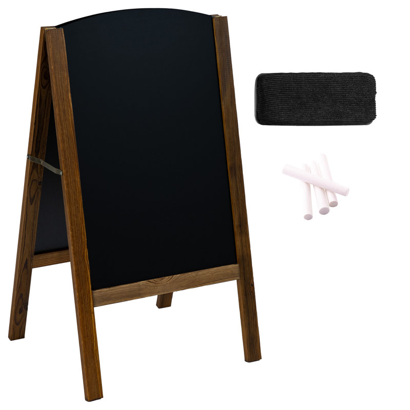 Rustic Brown Pine Wood A-Frame Chalkboard Sign with Chalk and Eraser