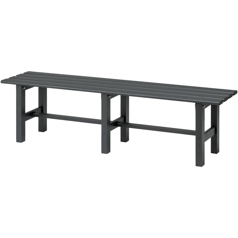 Gray Powder-Coated Aluminum Outdoor Bench, 150 cm