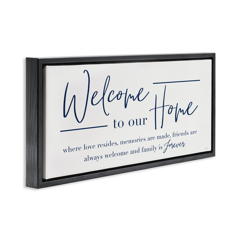 Friends Welcome & Family Forever, Cadre flottant noir de jais, H 11 po x l 25 po