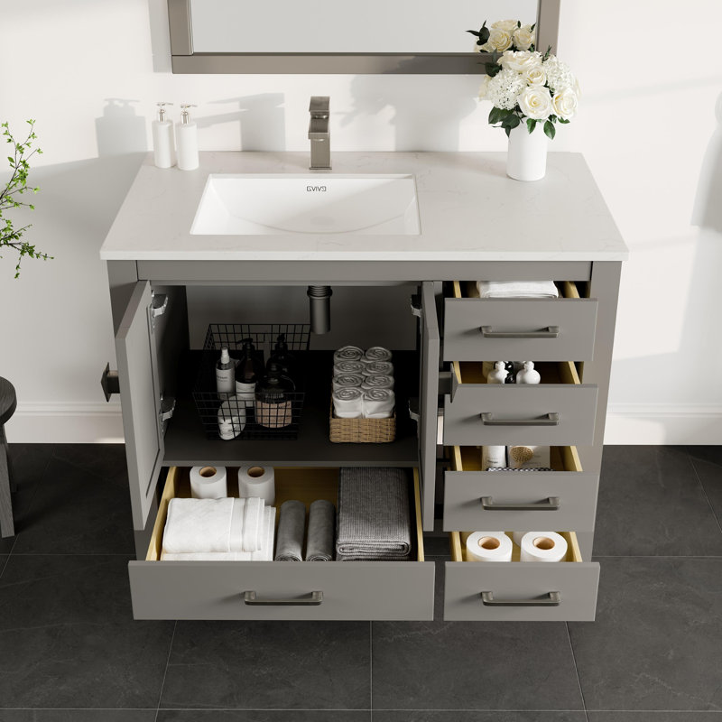 Ensemble de meuble-lavabo simple l 42 po London, Gris