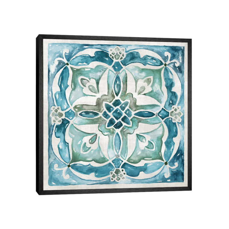 Caribbean Tile III 1 Piece Painting on Canvas, 93.98 cm H x 93.98 cm W, Black Framed Canvas