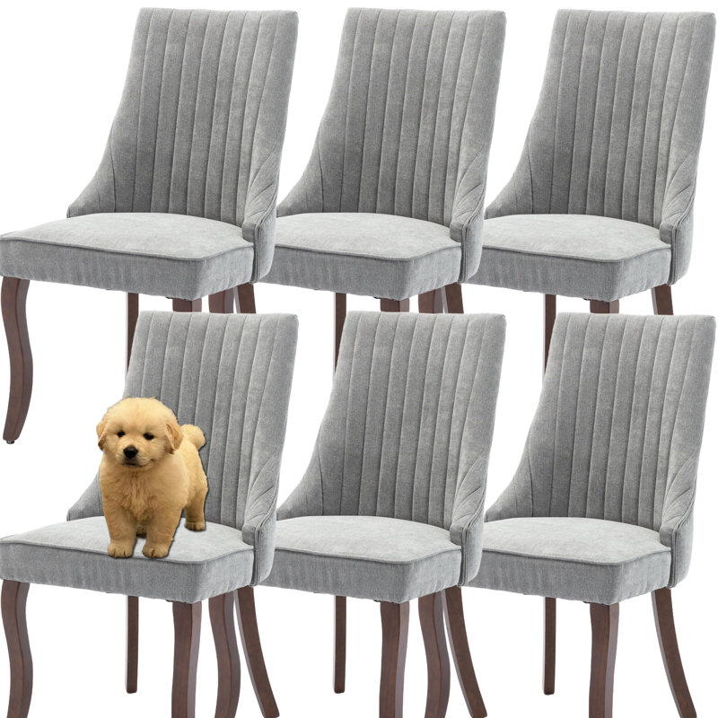 Modern Simplicity Linen Upholstered Dining Chairs Set of 6, Gray