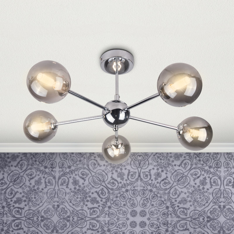 Andri Glass Semi Flush Mount, Polished Chrome