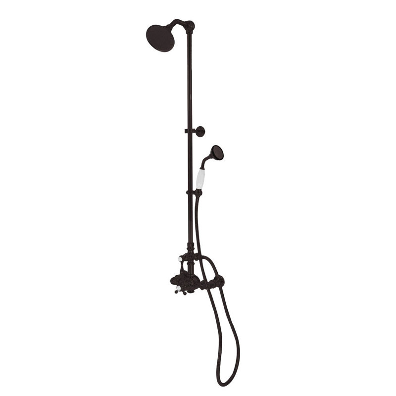 Système de douche thermostatique exposé avec inverseur par Strom Living, Bronze frotté à l'huile