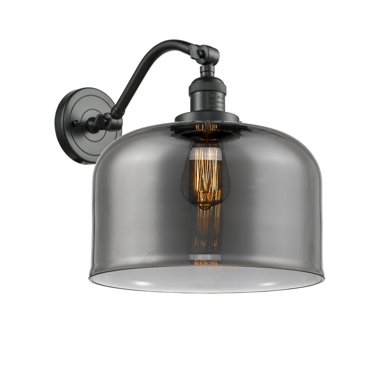 Applique murale 1 lumière 12 po Bell, Bronze frotté à l'huile, Plaqué couleur fumée, Ampoule à DEL rétro de 6 watts