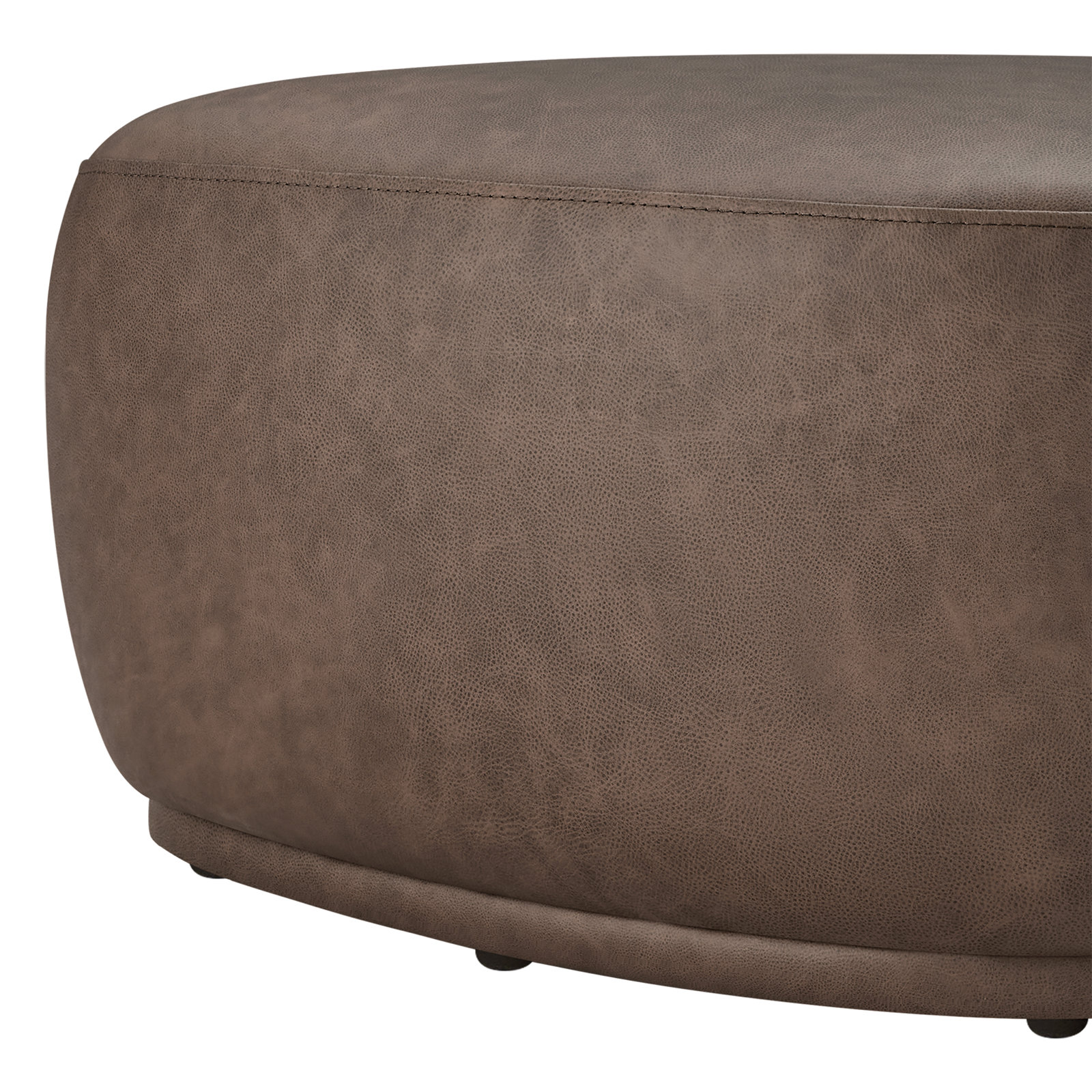 Adna 44" Genuine Leather Ottoman, Walnut Genuine Leather