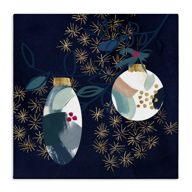 "Blue Moted Ornaments", art mural sur toile par Jennifer Paxton Parker, H 24 po x l 24 po