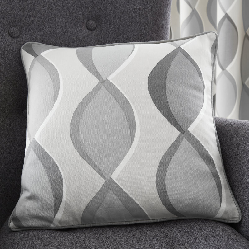 Geometric Square Cushion, Grey, Polyester/Polyfill