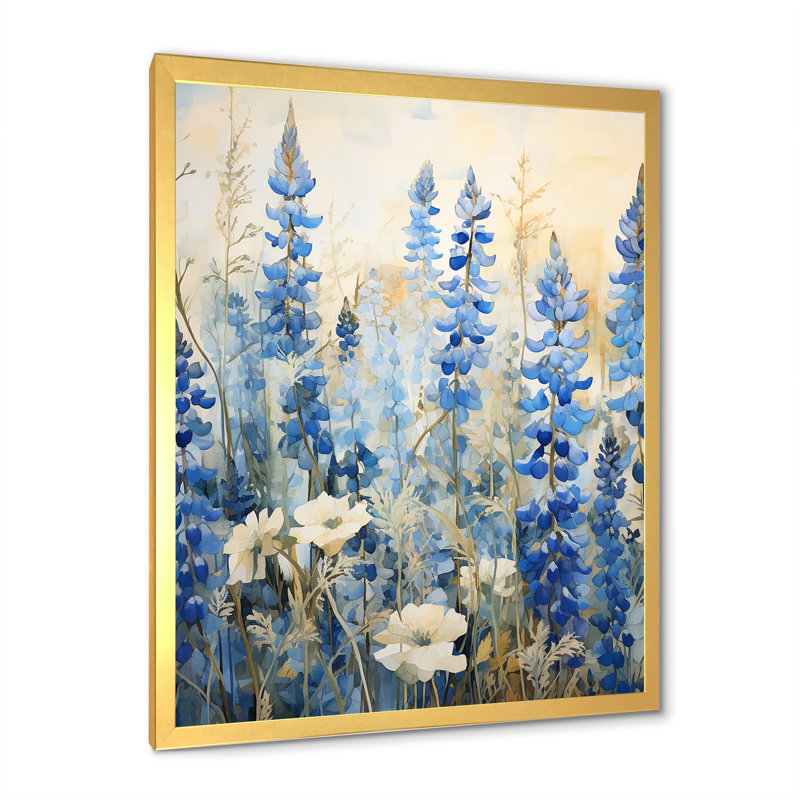 Blue Bonnets Field Tranquility, reproduction d'art sur toile, H 32 po x l 16 po x P 1 po, Or