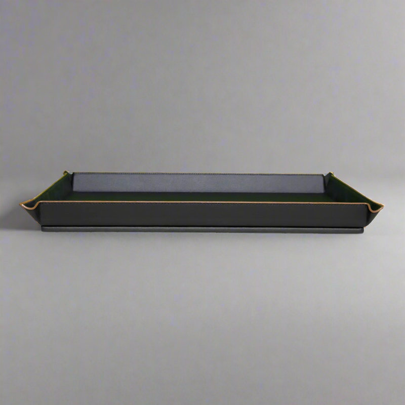 Leather Clutter & Wardrobe Jewelry Display Tray, Black