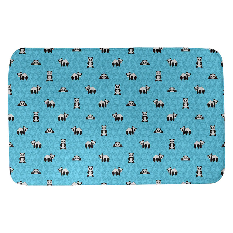 Tapis de salle de bain panda Avicia, l 21 po x L 34 po, Bleu