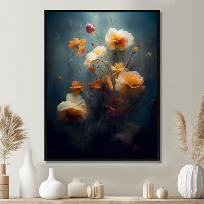 «Dreamy Spring Flowers Vintage Blue - Wildflowers», art mural