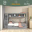 Lit superposé simple au-dessus de double avec tablettes, escalier de rangement et 2 tiroirs-1582526691