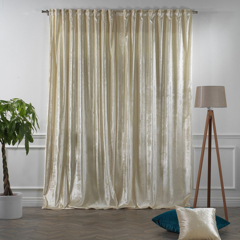 Room Darkening Single Curtain Panel, Beige, 260cm Width x 400cm Drop