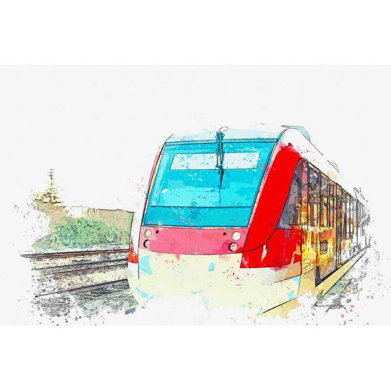 Train Watercolour Sketch - Wrapped Canvas Print, 61cm H x 91cm W x 3.8cm D