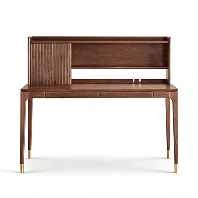 Bureau en noyer avec armoire de rangement intégrée
