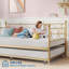 Lit de jour simple en métal avec couchette coulissante | Structure en acier durable avec tête de lit | Canapé-lit peu encombrant pour chambre à coucher ou chambre d'amis, doré-574618301