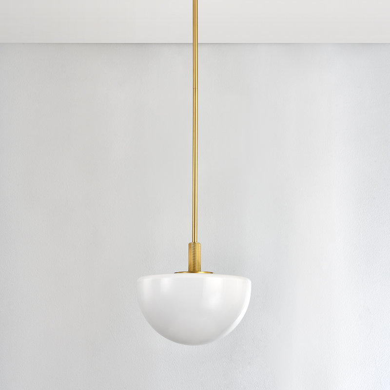 LETHBRIDGE 1 LIGHT PENDANT, 15" H x 11" W x 11" D, Aged Brass