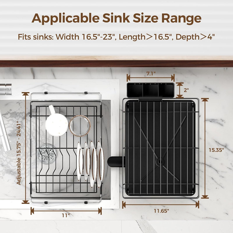 2 Pack Stackable Dish Drying Rack, Rustproof Compact Dish Drainer with Drainboard & Cutlery Holder for Kitchen Counter