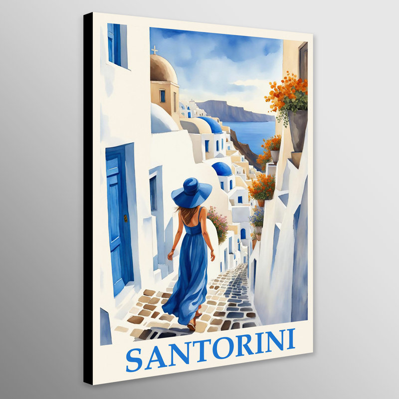 Santorini - Wrapped Canvas Art Prints, 41cm H x 31cm W