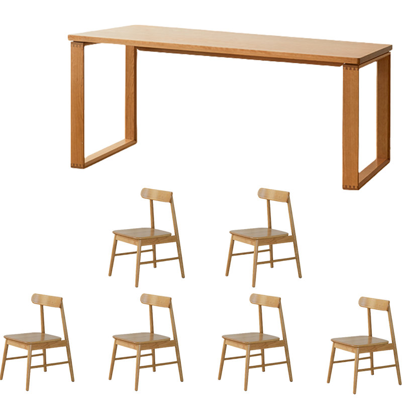 Large Slab Solid Wood Dining Table Set, 29.3"H x 82.7"L x 33.5"W
