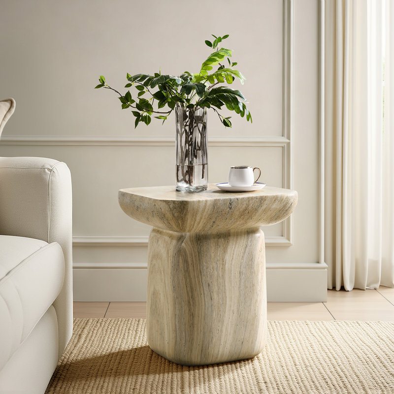 Table de bout haut moderne en béton 19,75 po Alduara, Pierre