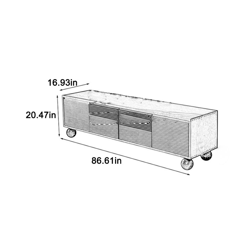 Meuble télé de luxe avec grand rangement, 86.61"