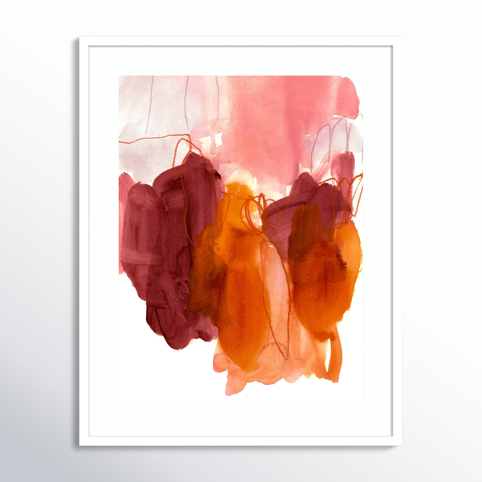 Orelia "Abstract Painting X" Print, White, 33" H x 26" W