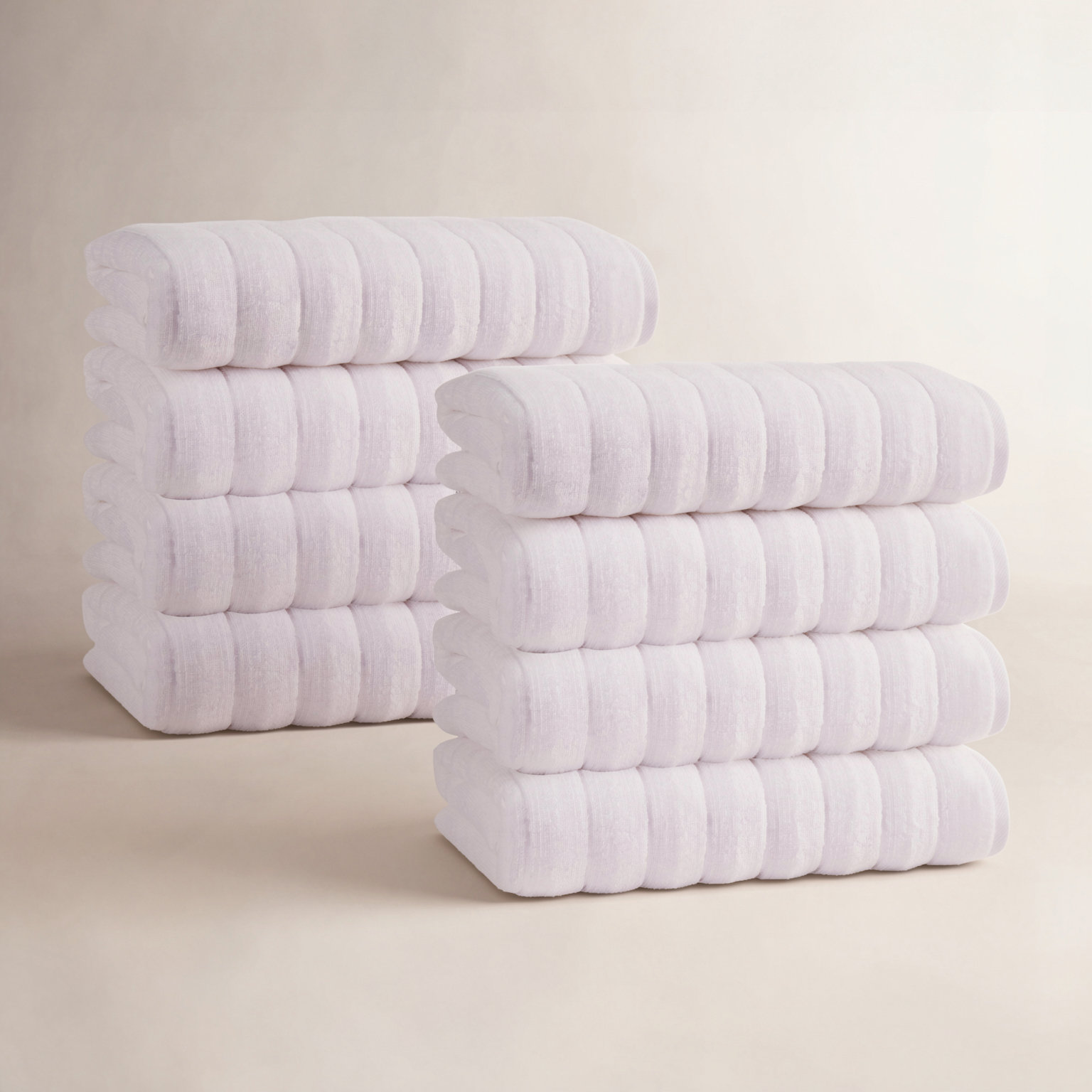 Rachel Ribbed Turkish Cotton Hand Towels, White