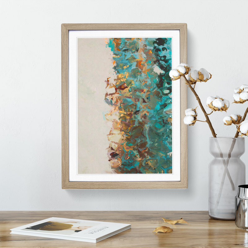 Una Abstract - Wall Art, 48cm H x 36cm W, Oak Framed Paper, White