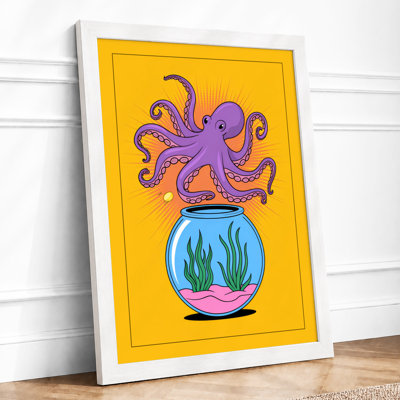 Octopus in Glass Modern 1 Piece Single Picture Frame Wall Art