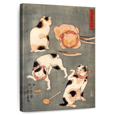 Kuniyoshi Utagawa Four Cats In Different Poses 1830