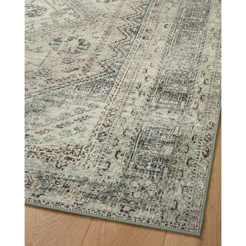 Sinclair Natural Sage 5' x 7' Washable Synthetic Area Rug
