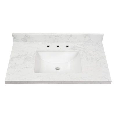Kingston Brass Ferrara 37-Inch Quartz Vanity Top (8" Faucet Drillings)