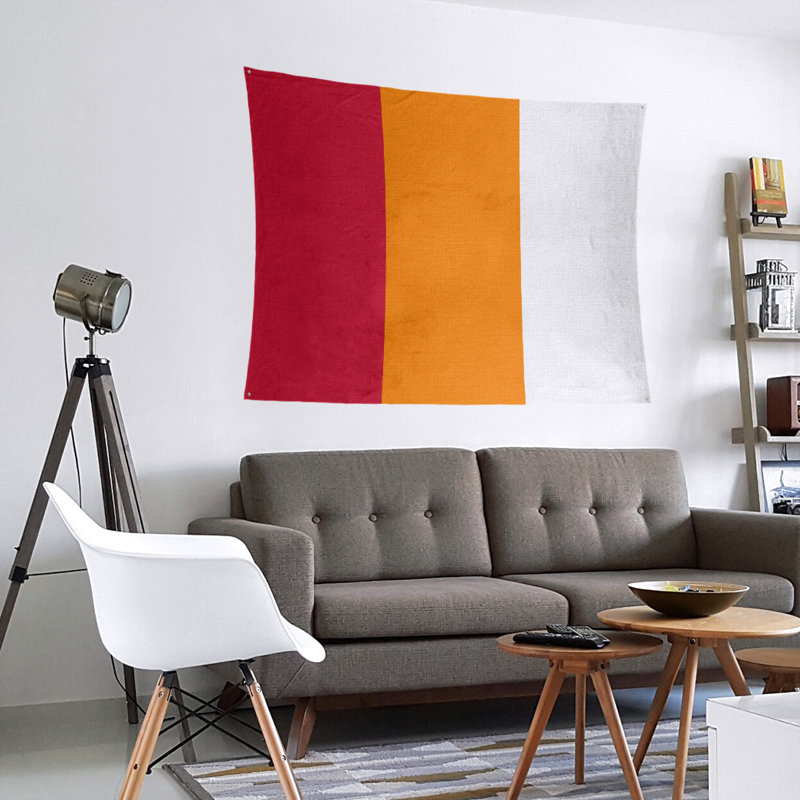 Tapisserie en polyester Tampa, H 68 po x l 80 po, Rouge / orange / blanc cassé