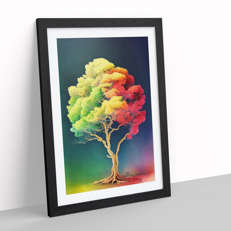Lone Tree - Single Picture Frame Painting, 64cm H x 46cm W x 2cm D, Black