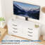 Meuble télé spacieux à 6 tiroirs - Commode média moderne en bois blanc avec support réglable pour téléviseurs de 75 po ou moins - Commode de chambre en MDF robuste, rangement dans le salon, bureau - Couleur: blanc-1439099947