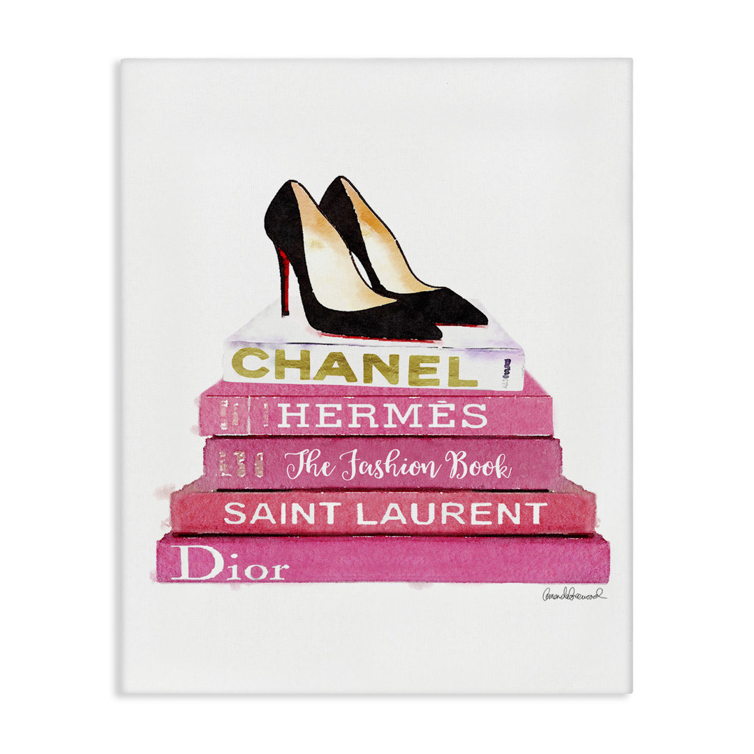 'Pink Fashion Books Pump Heels' Graphic Art Print House of Hampton® 