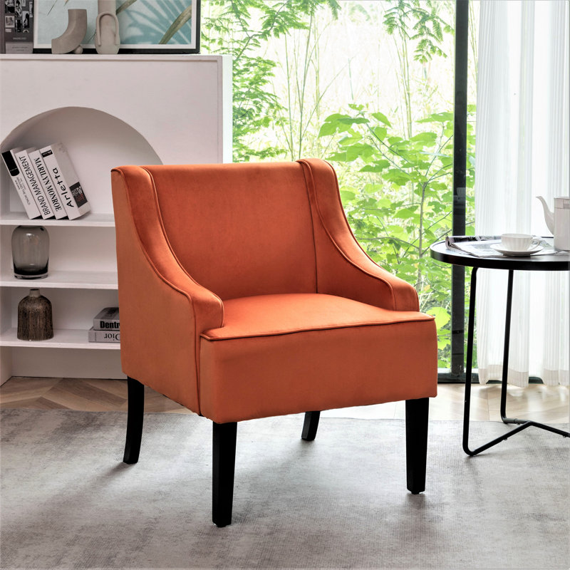 Chaise d'appoint rembourrée polyvalente, structure en bois massif avec accoudoirs encastrés, pieds avant effilés et pieds évasés, chaise d'appoint rembourrée en mousse et à ressorts à arc pour la salle à manger du vestibule