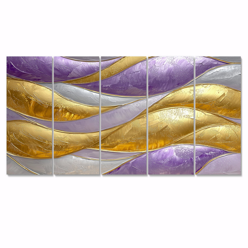 Chippenham - Waves Wall Art - ensemble de décorations murales modernes, H 28 po x l 60 po, 5