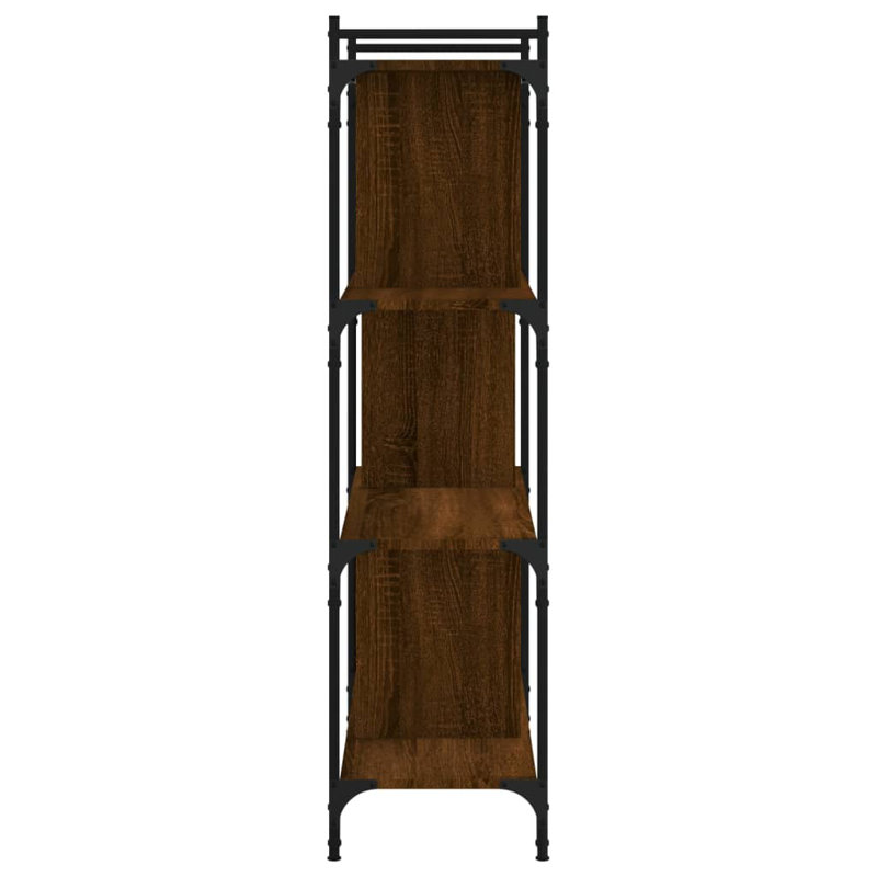 Westmalle 76cm W Steel Etagere Bookcase, Brown Oak, 123cm H x 76cm W x 32cm D